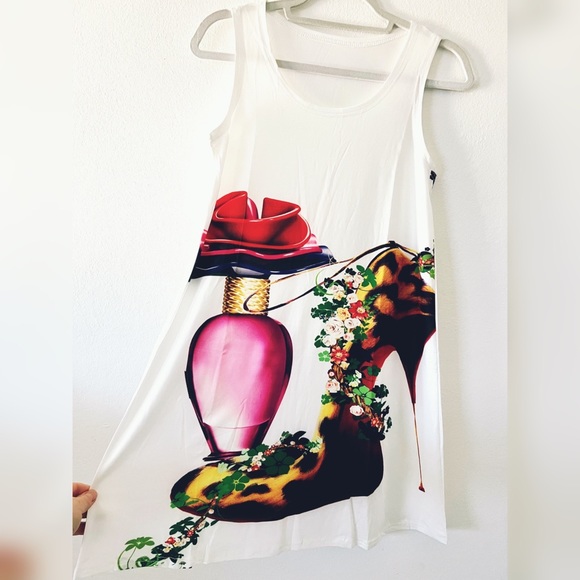 NWT SLEEVELESS CASUAL T-SHIRT A-LINE MINI DRESSES PRINT CREWNECK BEACH TANK - Picture 5 of 11